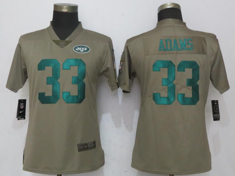 Women New York Jets #33 Adams Olive Salute To Service NFL Jerseys->chicago bears->NFL Jersey